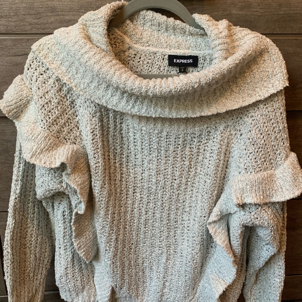 Gray Express Ruffled Sweater - Picture 2 of 4